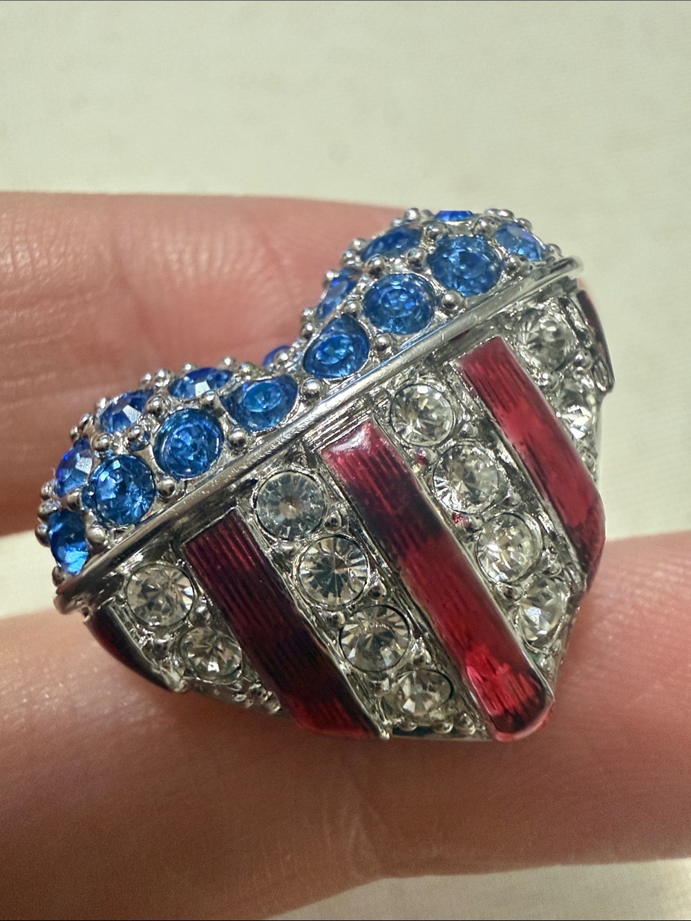 Swarovski Heart-Shaped American Flag Crystal Accent Pin